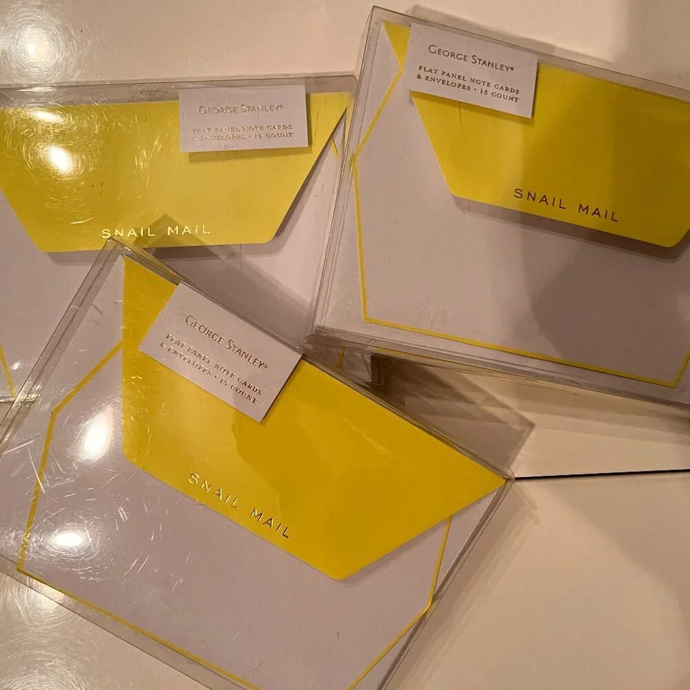 Note Cards -George Stanley Flat Panel Note Cards (Yellow / Snail Mail / 3 Packs)